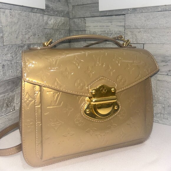 RARE LOUIS VUITTON Vernis Mirada 2Way Bag Gold - Picture 2 of 13